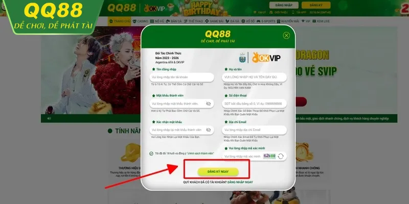 Điều Khoản Điều Kiện QQ88 2026 – Quy Định Sử Dụng Quy trình đăng ký tài khoản tại QQ88